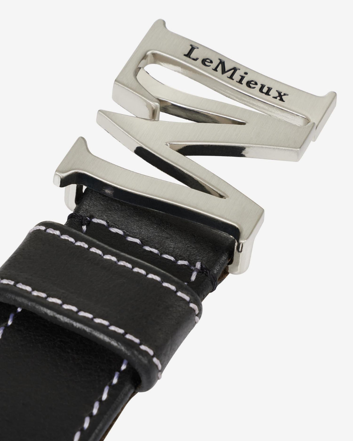 LeMieux Monogram Leather Belt - Black; buckle detail | Malvern Saddlery