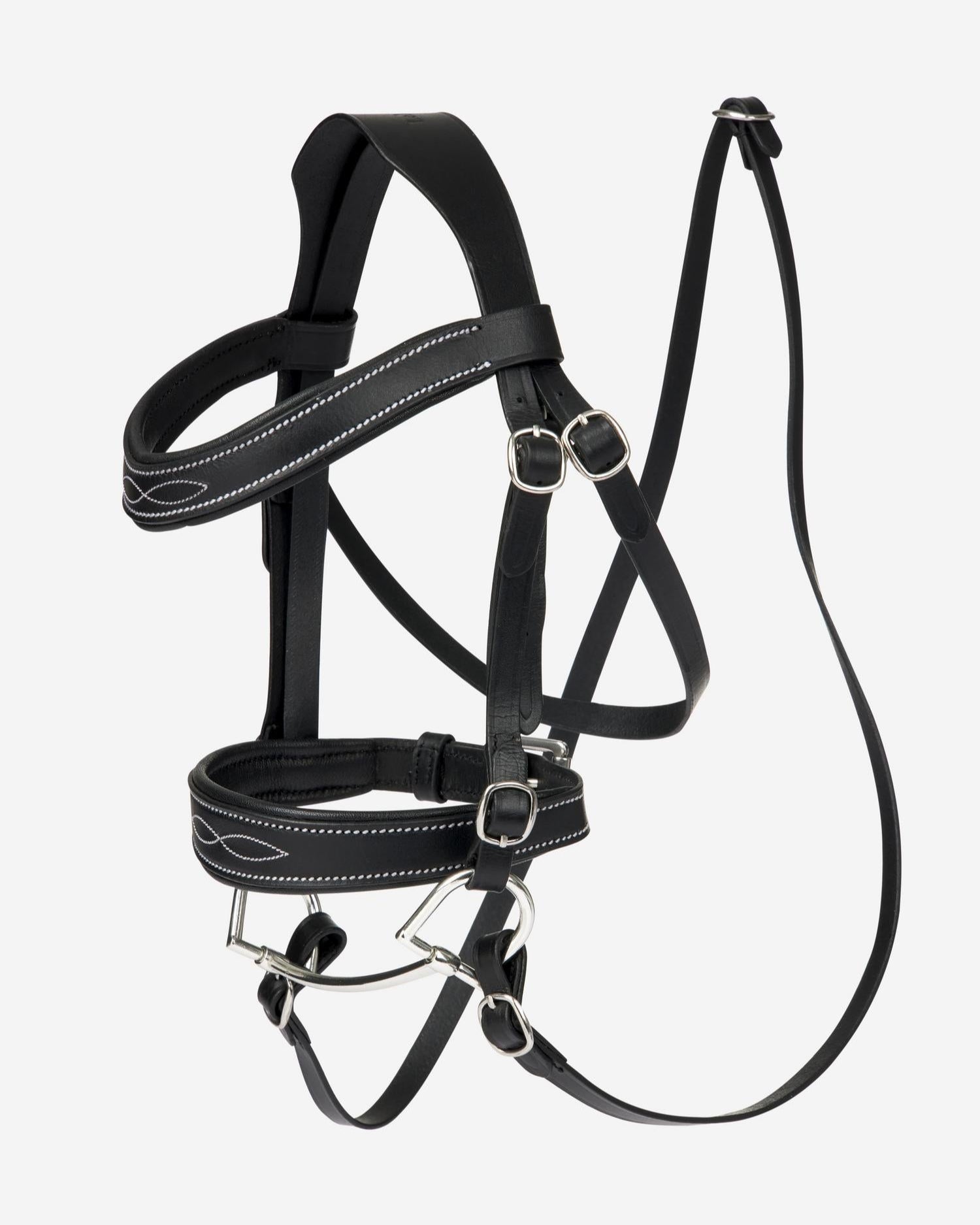 LeMieux Hobby Horse Competition Bridle - Black with White Fancy Stitching | Equestrian Pretend Play | Malvern Saddlery