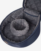 LeMieux Luxe Helmet Bag - Navy; shown with shoulder strap extended | Equestrian Luggage | Malvern Saddlery