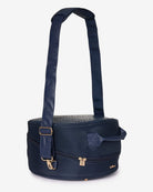 LeMieux Luxe Helmet Bag - Navy; shown with shoulder strap extended | Equestrian Luggage | Malvern Saddlery