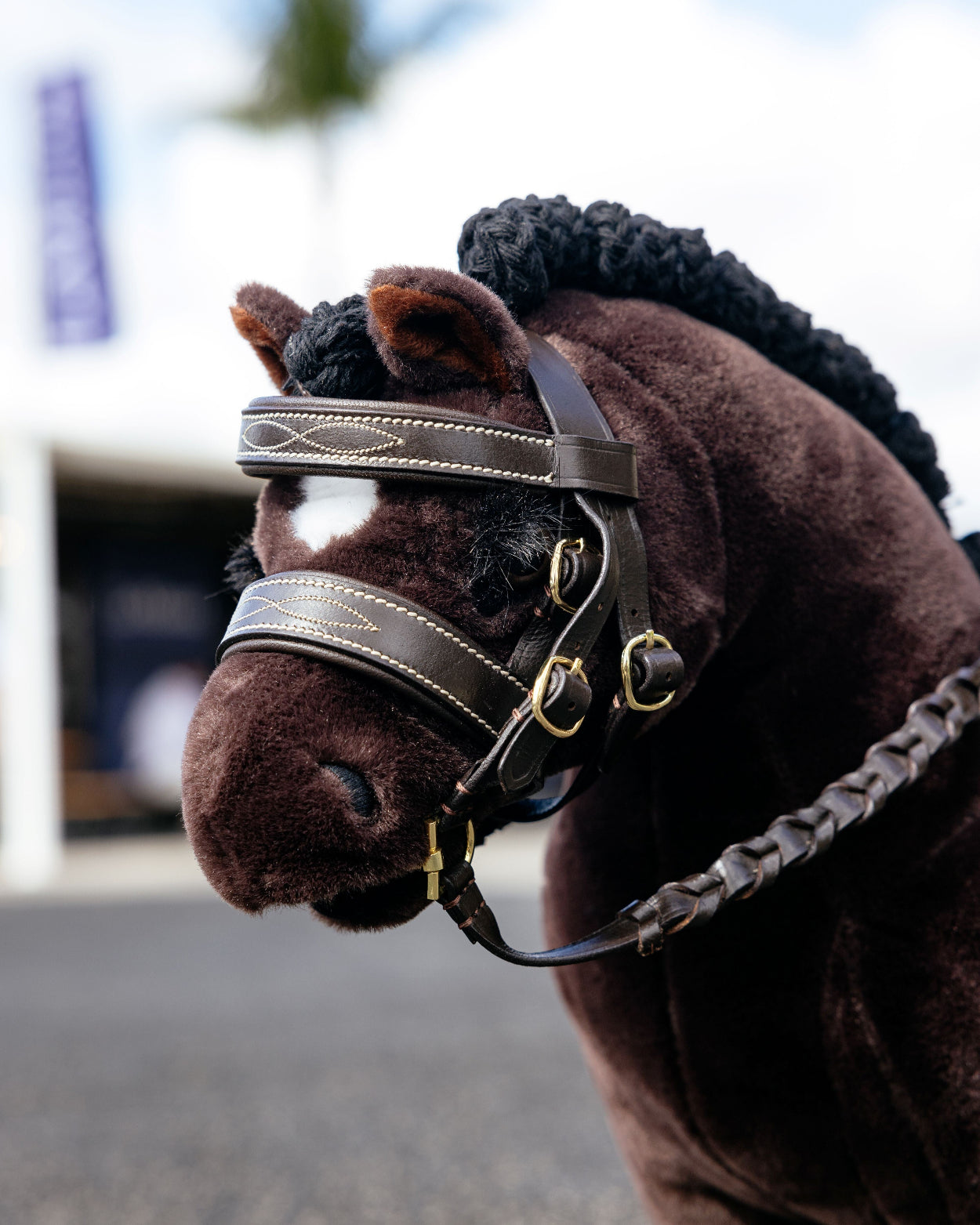 LeMieux Toy Pony Hunter Bridle - shown on brown stuffed pony | Malvern Saddlery