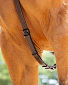 LeMieux Bridge Breastplate - Havana Brown, detail between front legs shown on chestnut horse  | Bridle Accessories | Malvern Saddlery
