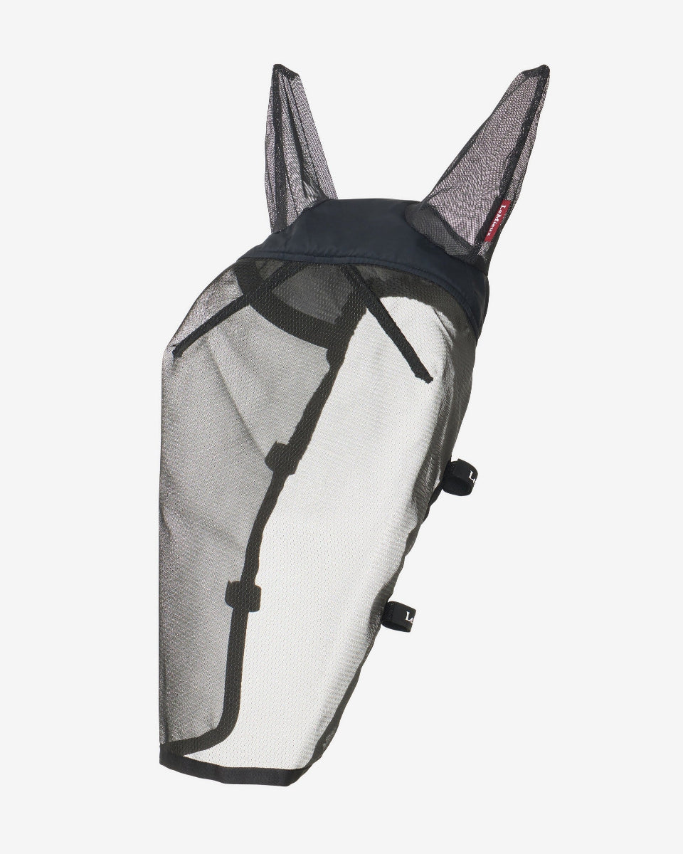 LeMieux Ride On Horse Fly Mask -Black on a white background | Malvern Saddlery
