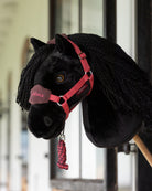 LeMieux Hobby Horse Vogue Halter & Leadrope - Cranberry/Damson Red shown on Hobby Horse | Equestrian Children's Toys | Malvern Saddery