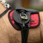 LeMieux Toy Pony Saddle Pads - Cranberry shown on 'oskar' plush pony with black saddle | Malvern Saddlery