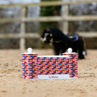 LeMieux Toy Pony Puissance Wall Jump Set; shown outdoor in horse ring with toy pony in background | Malvern Saddlery