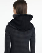 LeMieux Aspen Snood - Black; back view shown on woman against white background | Hats, Gloves & Scarves | Malvern Saddlery