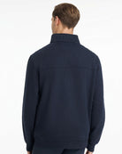 LeMieux Men's Quarter Neck Sweatshirt - Navy, back view shown on man  | Malvern Saddlery