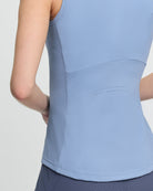 LeMieux Airflow Sleeveless Base Layer - Powder Blue; back view, perforated detail | Malvern Saddlery