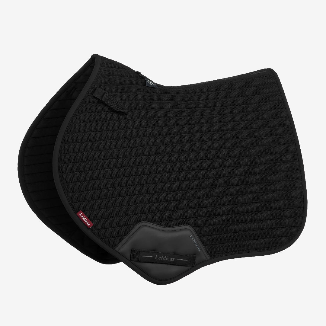 LeMieux Air-Tek Close Contact Square - Black; on white background | Jumper Saddle Pads