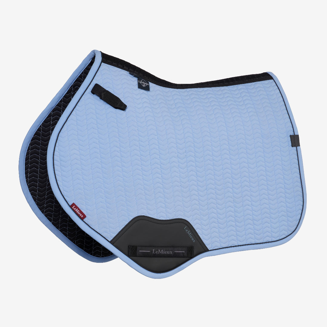 LeMieux Essence Close Contact Square Saddle Pad - Powder Blue; on white background | Tack Shop | Malvern Saddlery