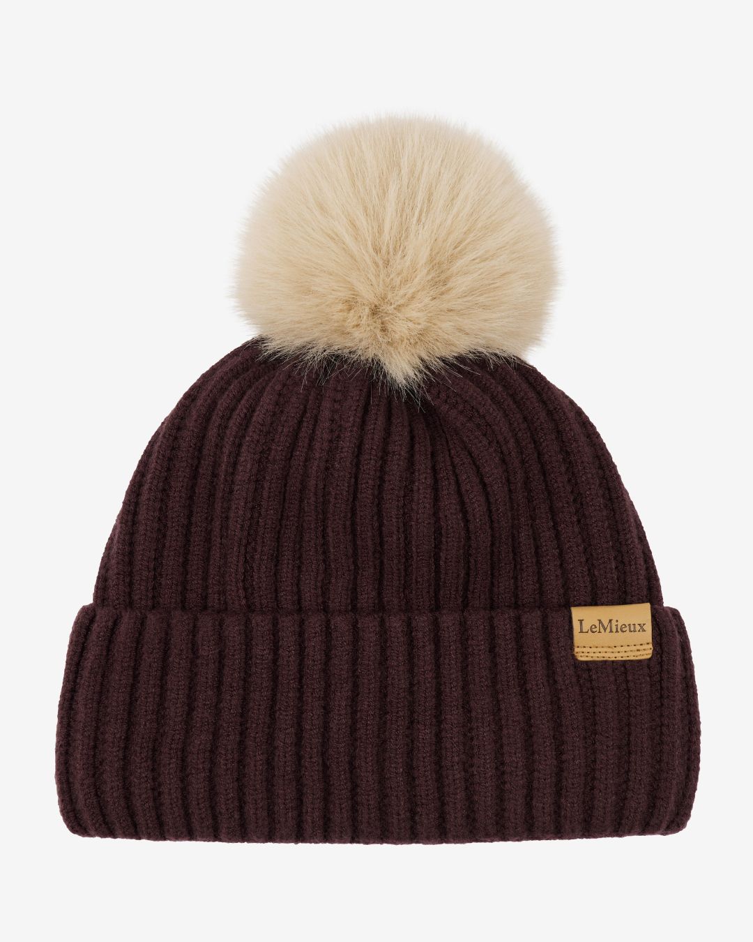 LeMieux Clara Rib Beanie - Damson Dark Red - shown on white background | Winter Hats | Malvern Saddlery