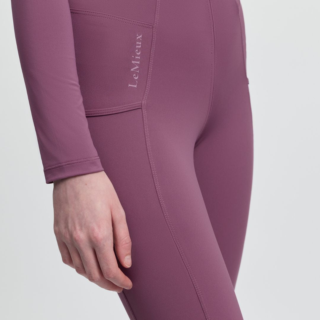 LeMieux Young Rider Orla Pull Ons - Mallow; hip area close up on model | Malvern Saddlery
