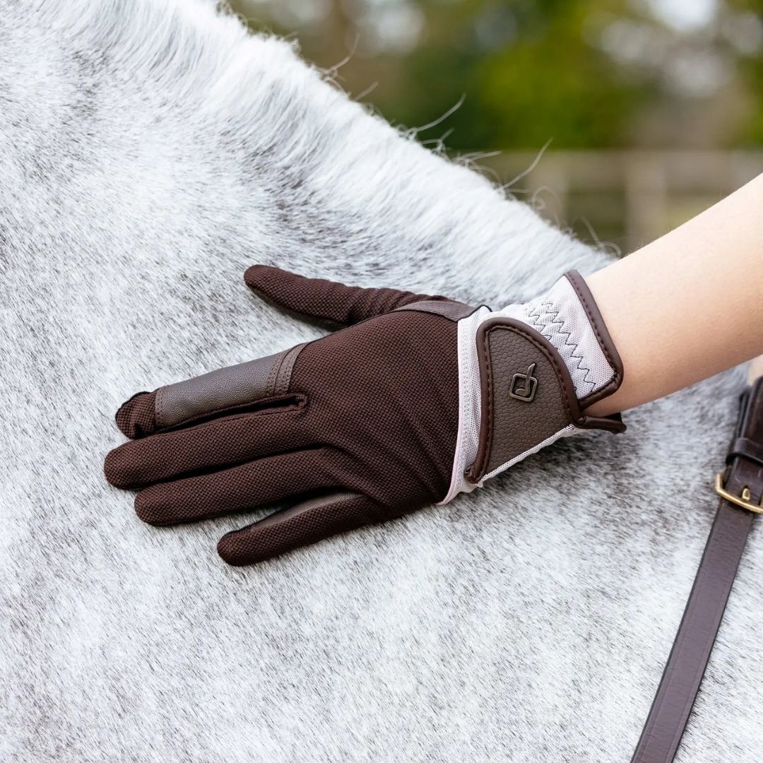 LeMieux Pro Mesh Equestrian Riding Glove - Brown/Almond | Malvern Saddlery