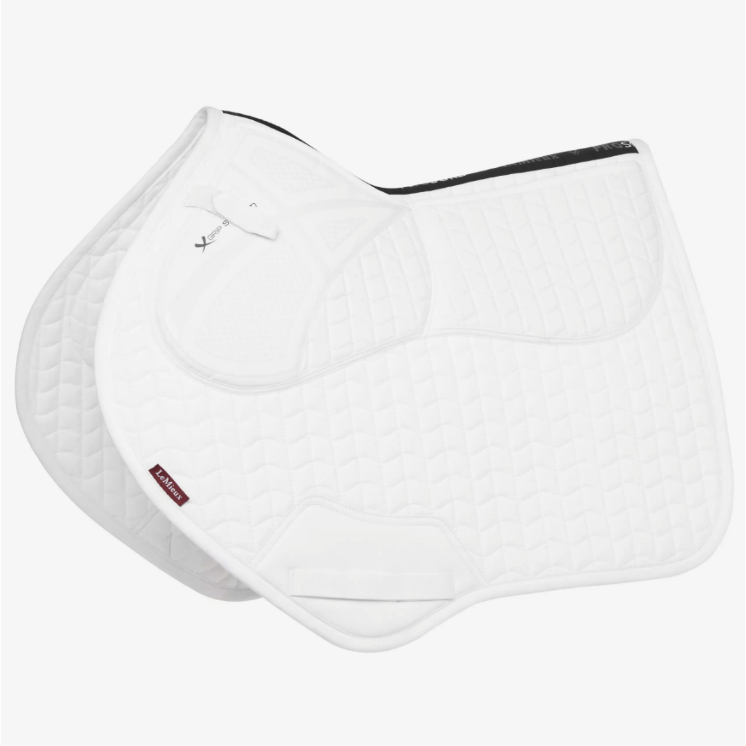 LeMieux ProSorb Plain 2 Pocket Close Contact Square Saddle Pad - White, on white background | Tack Shop | Malvern Saddlery