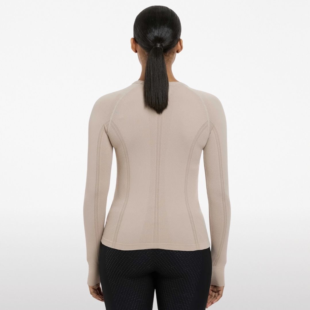 LeMieux Britney Seamless Long Sleeve Top - Almond, back view | Malvern Saddlery