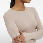 LeMieux Britney Seamless Long Sleeve Top - Almond, chest/shoulder detail | Malvern Saddlery