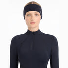 LeMieux Ear Warmer Headband - Indigo, worn, front view | Malvern Saddlery