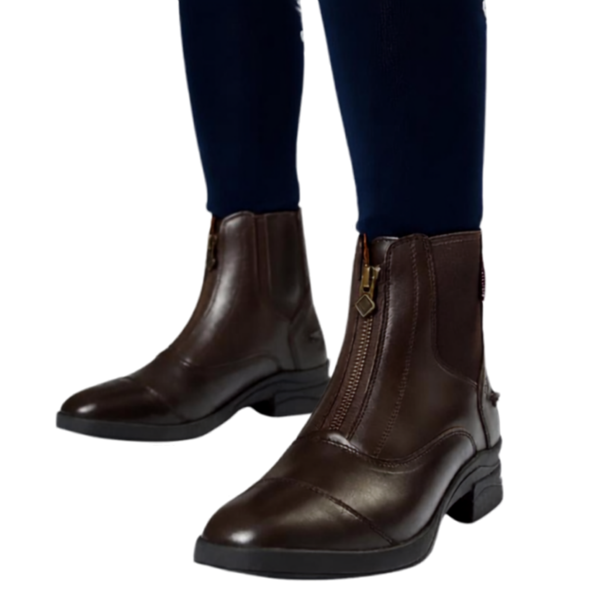 LeMieux Junior Zip Paddock Boots in Brown with front zip and elastic side gusset