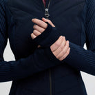 LeMieux Women's Maddie Hybrid Jacket - Navy, zip and cuff close-up | Malvern Saddlery