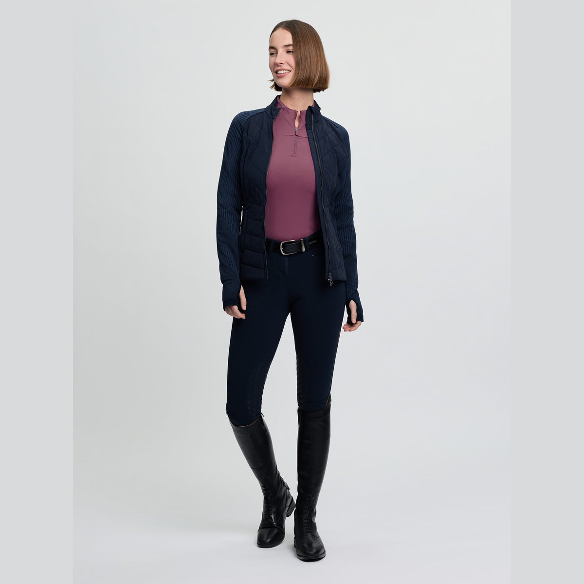 LeMieux Women's Maddie Hybrid Jacket - Navy, full length | Malvern Saddlery