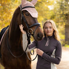 LeMieux Women's Matilda Mid Layer - Cocoa, at the yard with horse | Malvern Saddlery
