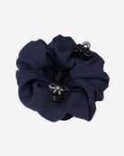 LeMieux Crystal Hairnet Scrunchie - Navy with Black Net, bottom with 2 hairclips shown | Rider Accessories | Malvern Saddlery