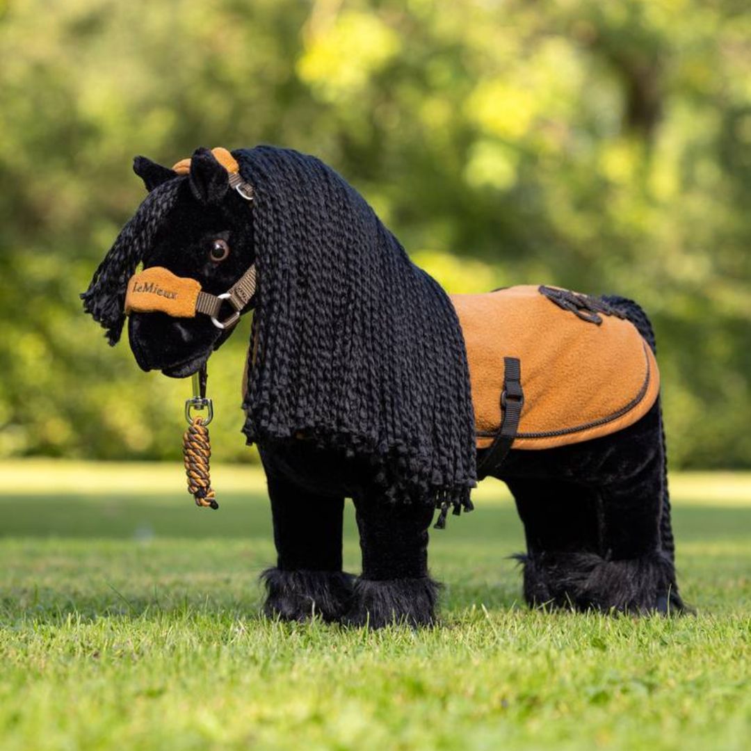 LeMieux Toy Pony- Friesian - "Spike", shown wearing ginger dress blanket and halter (sold separately)  | Malvern Saddlery