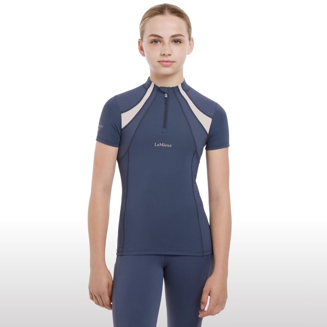 LeMieux Young Rider Short Sleeve Mia Mesh Base Layer Top - Dusk Blue | Malvern Saddlery