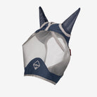 Equestrian fly mask with mesh design on a white background