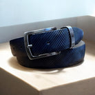 Luxury Italian Textured Leather Belt - Navy | Malvern Saddlery