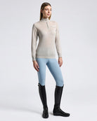 Cavalleria Toscana Women's Half Zip Sweater in Knitted Wool - Stone Gray | Malvern Saddlery