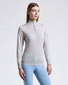 Cavalleria Toscana Women's Half Zip Sweater in Knitted Wool - Stone Gray | Malvern Saddlery