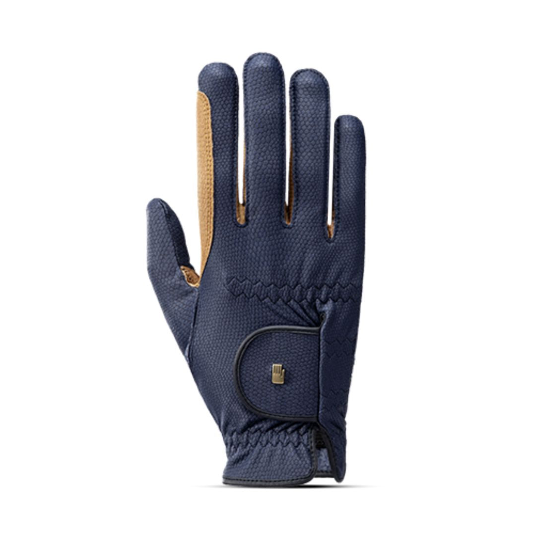 Roeckl Malta Grip Glove - Navy/Caramel | Riding Accessories | Malvern Saddlery