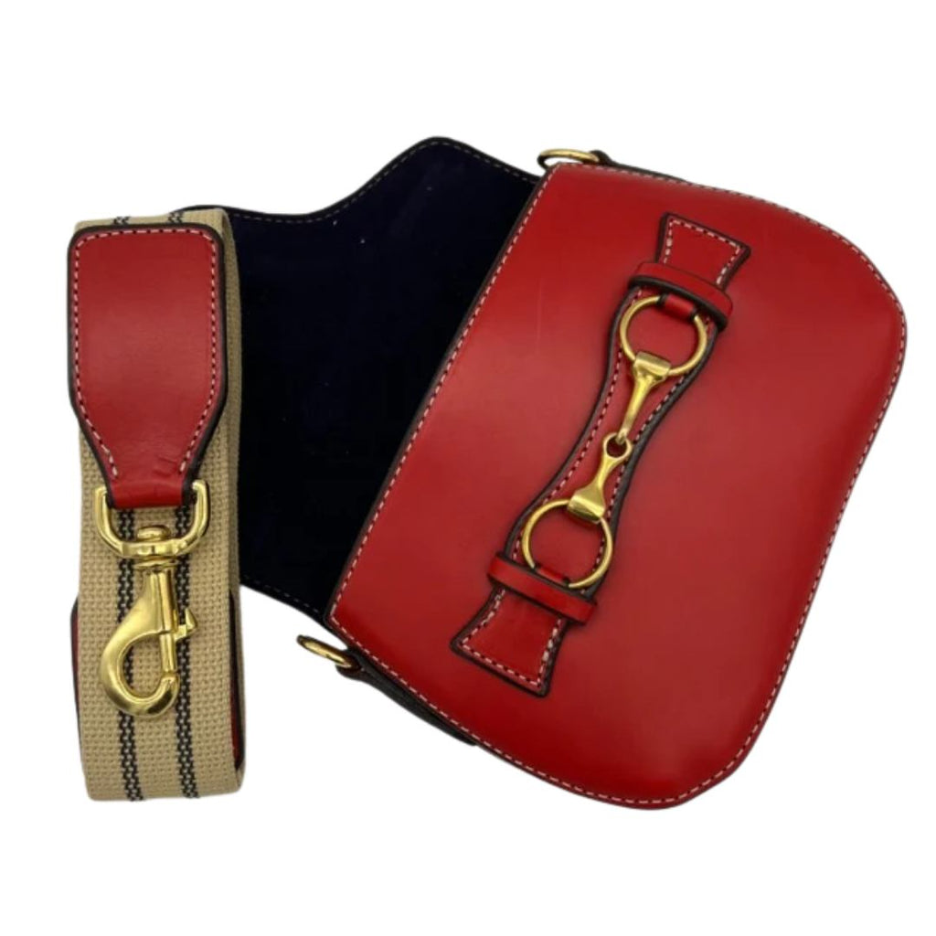 Rebecca Ray Blair Mini Crossbody Bag - Cardinal Red - suede lining, leather/canvas strap | Malvern Saddlery
