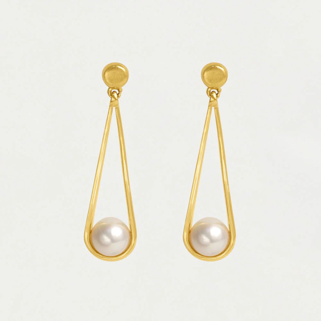 Dean Davidson Mini Ipanema Earrings - Pearl, Gold Drop | Malvern Saddlery 