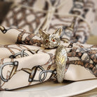 Decorative pewter napkin ring with fox design on Equestrian Status Cloth Napkins | Malvern Saddlery
