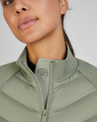 Pikeur Hybrid Jacket - Lt Moss, neck collar detail | Ladies Outerwear | Malvern Saddlery