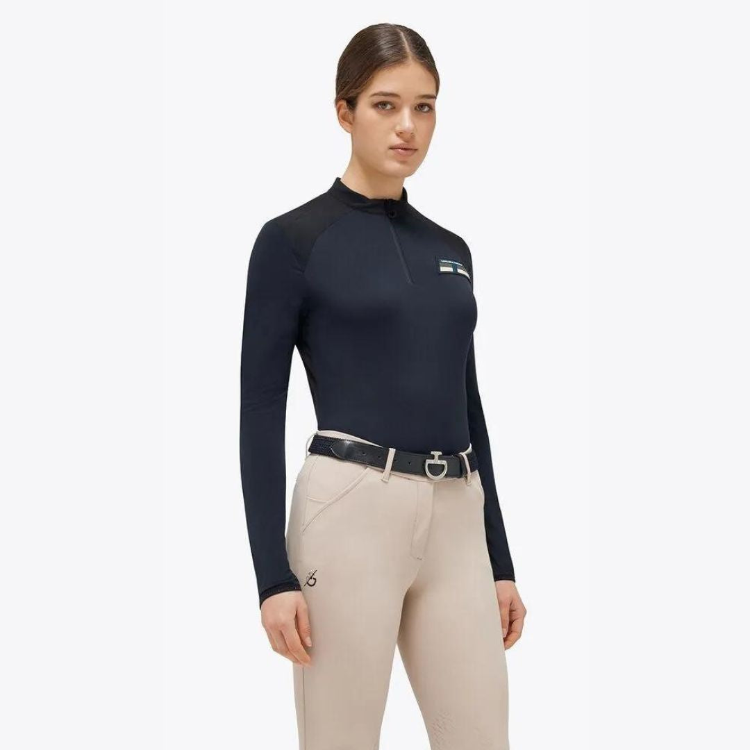 Cavalleria Toscana Piqué Half Zip Shirt - Navy | Malvern Saddlery