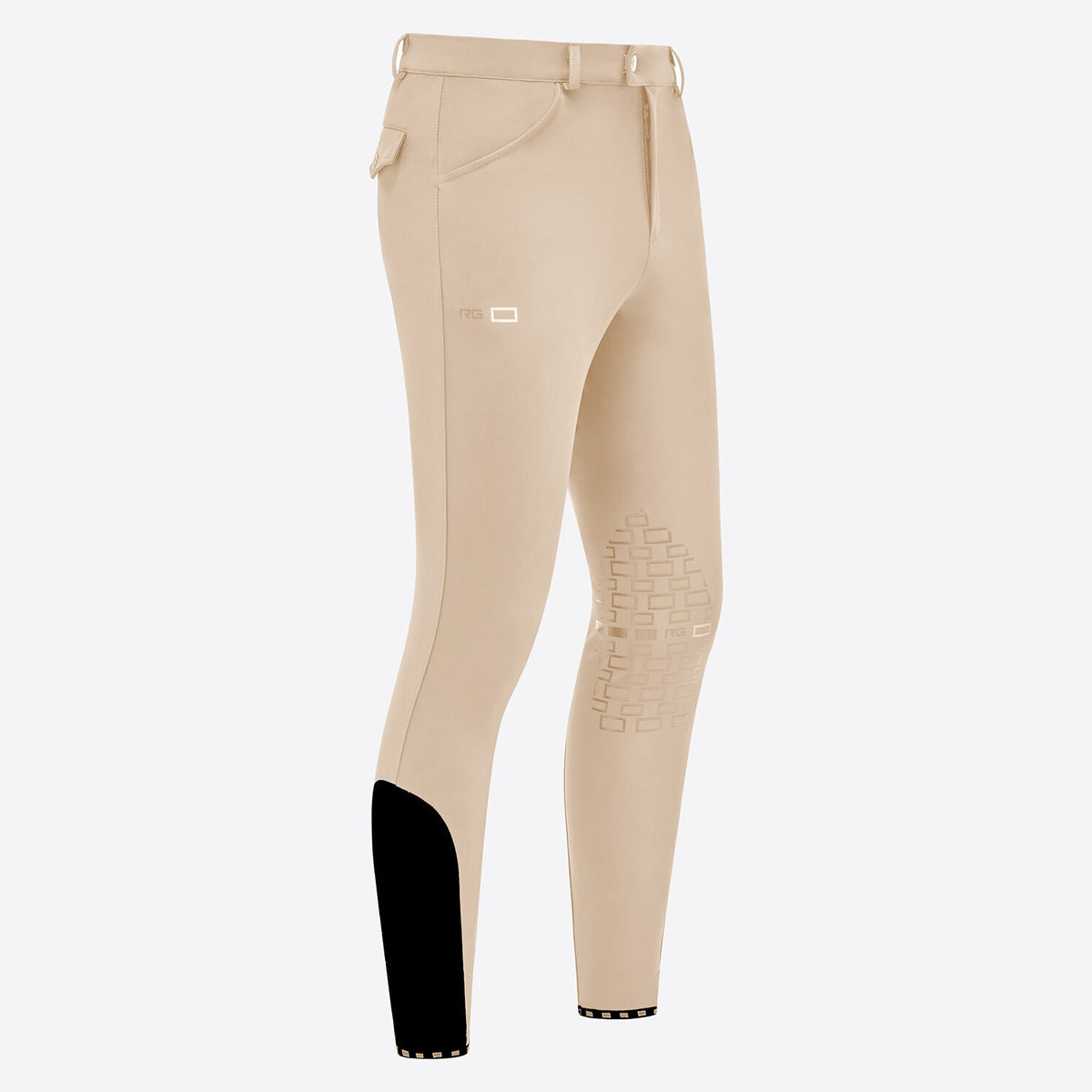 Rider's Gene Men's Knee Grip Breeches - Beige, front view | Malvern Saddlery
