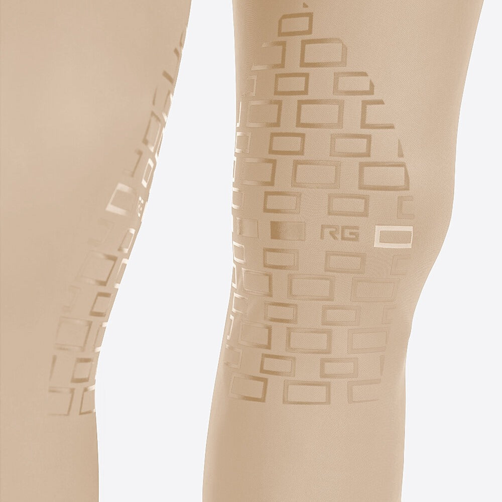 Rider's Gene Men's Knee Grip Breeches - Beige, knee grip close-up | Malvern Saddlery