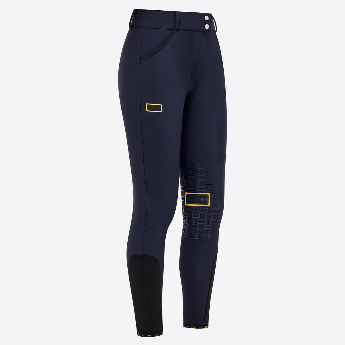 Rider's Gene Women's High Waist Knee Grip Breeches - Navy, front view | Malvern Saddlery