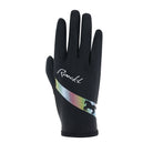 Roeckl Kapriole youth riding gloves in black with reflective horse detail