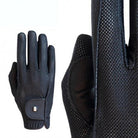 Roeckl Roeck-Grip Lite lightweight summer riding gloves in black showing front and palm details