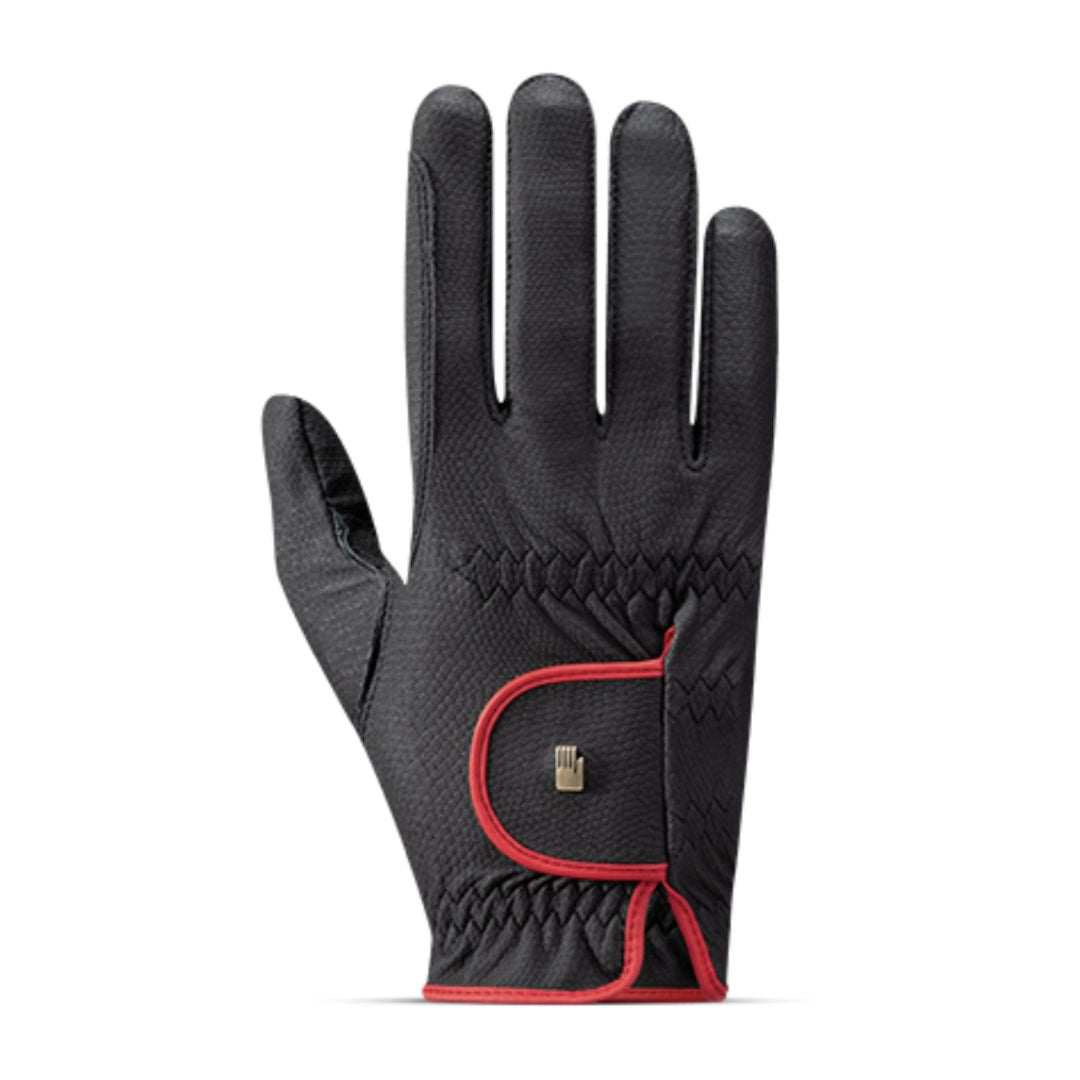 Roeckl Lona Grip Glove - Black/Red | Equestrian Riding Gloves | Malvern Saddlery