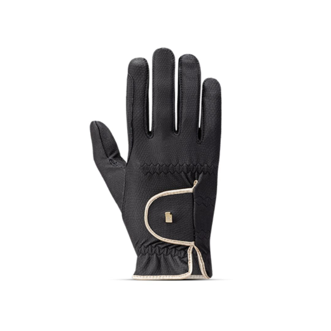 Roeckl Lona Grip Glove - Black/Gold | Equestrian Riding Gloves | Malvern Saddlery