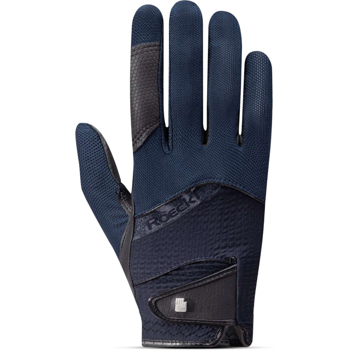 Roeckl Millero Riding Glove in Navy – backhand view showing secure wrist closure and flexible fit