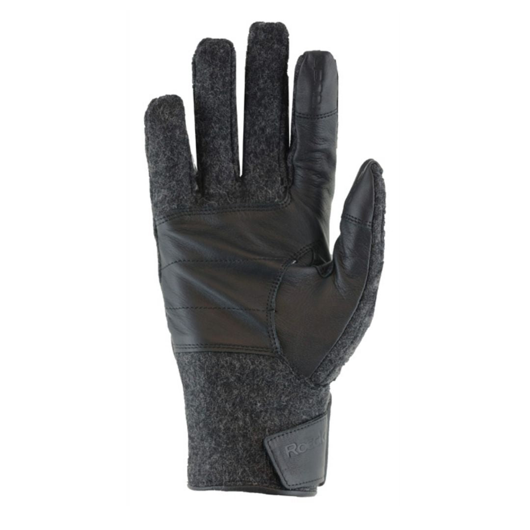 Roeckl Windham Glove - leather & wool - Graphite; palm view |  Malvern Saddlery