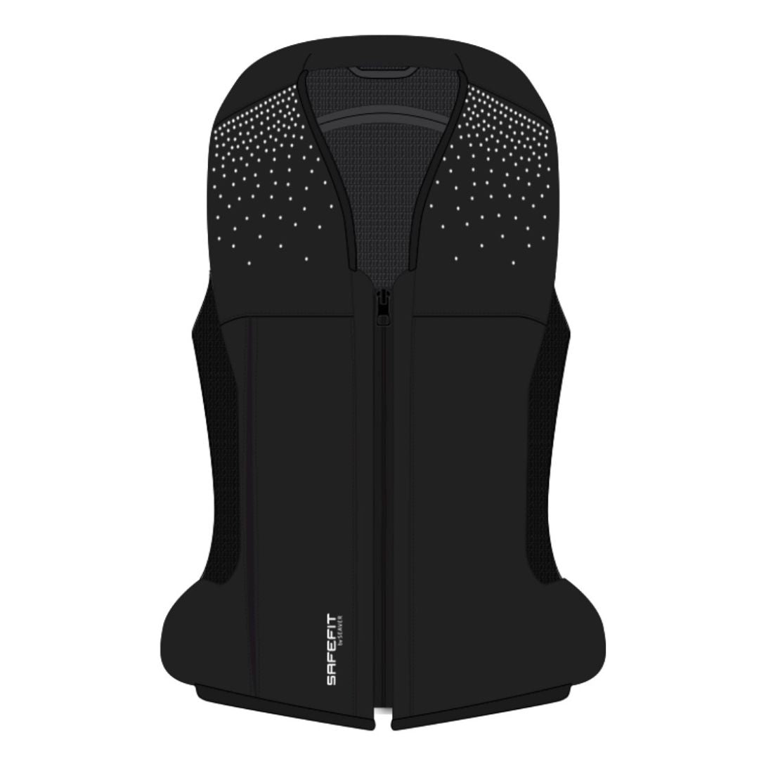 Seaver Safefit Airbag Vest - Black - Shown with Rain [Front] Swarovski Crystal pattern. computer generated image | Malvern Saddlery
