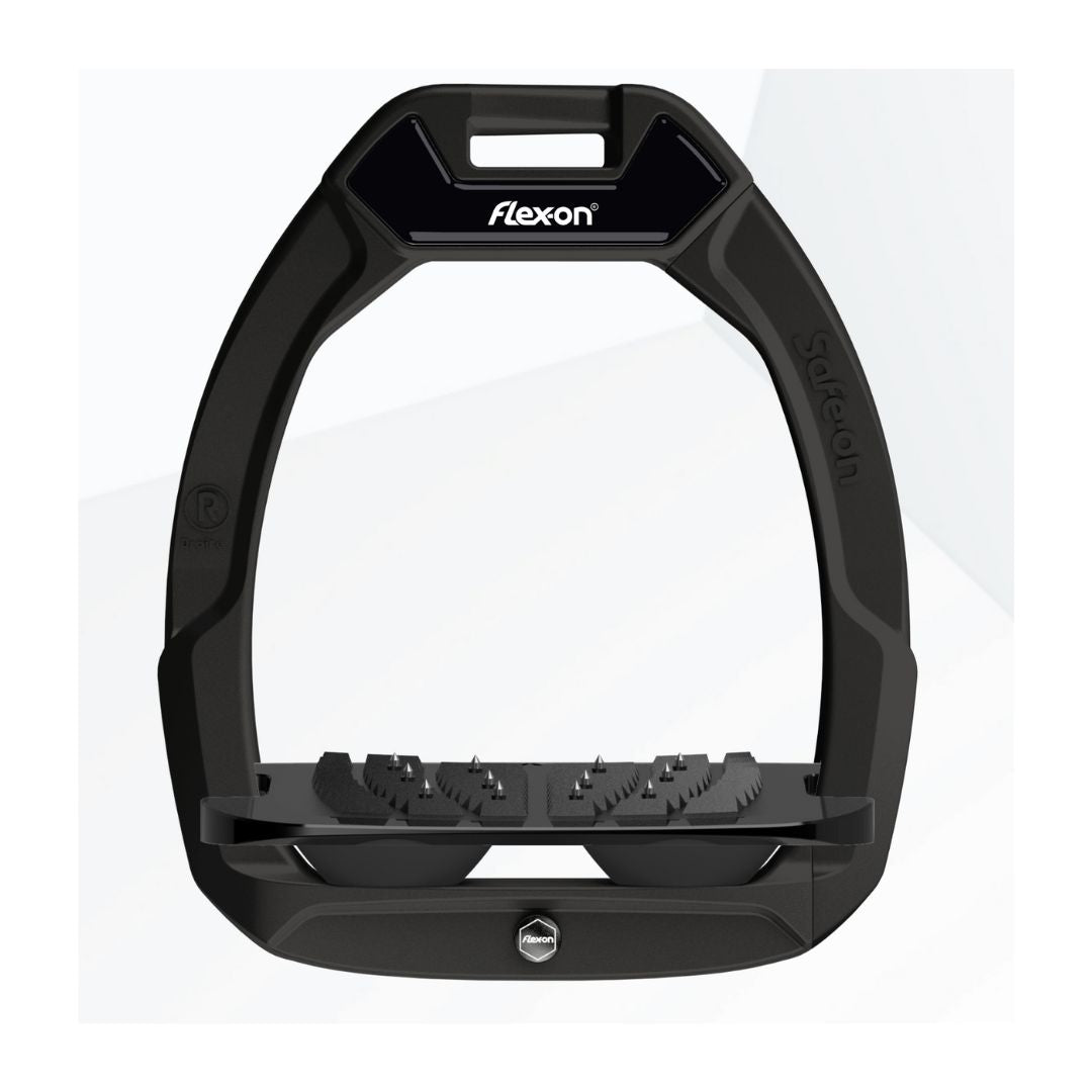 Flex-on SafeOn Equestrian Stirrup - black, inclined ultra grip | Malvern Saddlery